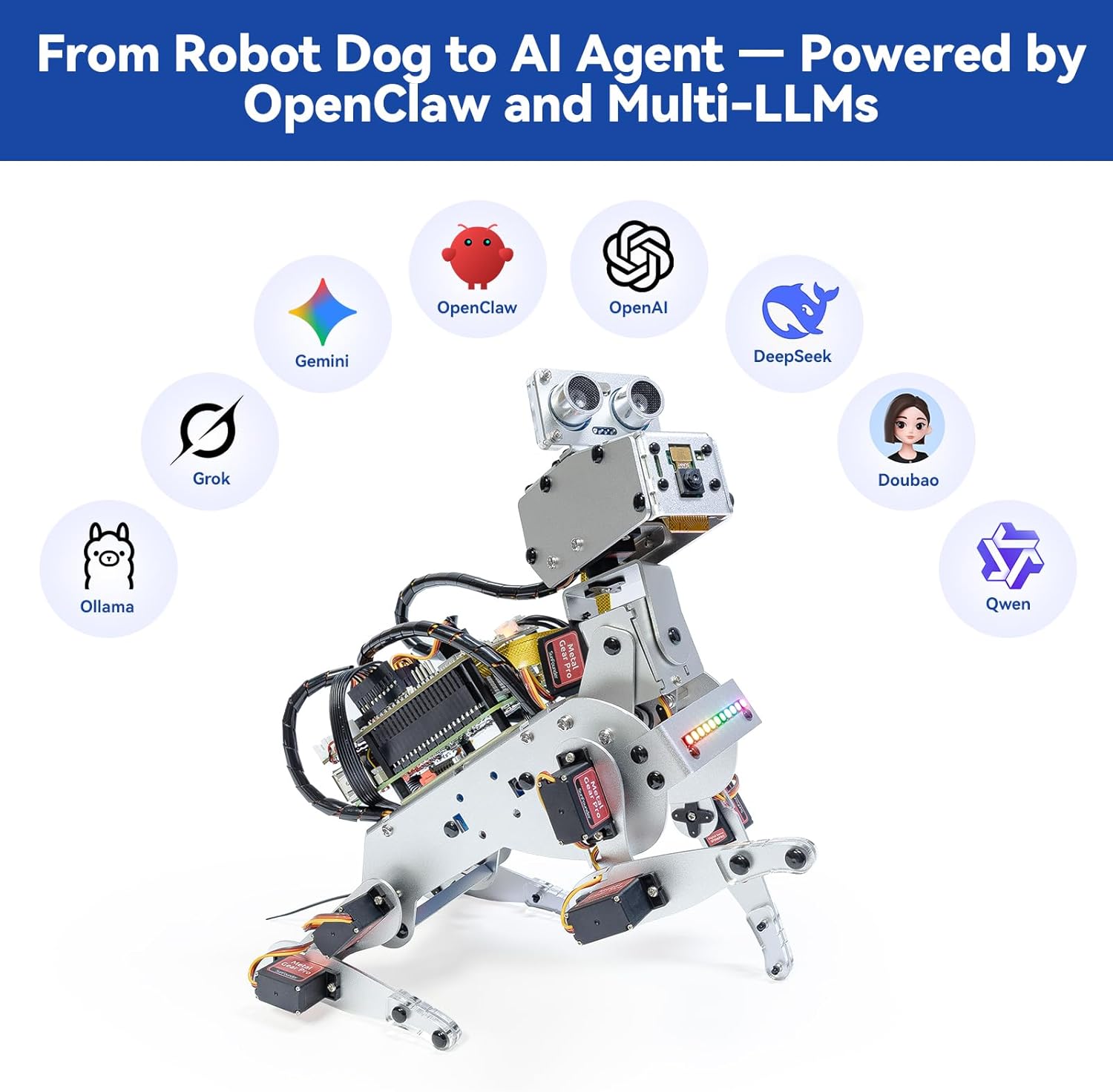 SunFounder PiDog AI Robot Dog Kit for Raspberry Pi 5/4/3B+/Zero 2W